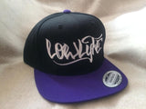 Lowlyfe Clothing snap back flat brim caps purple